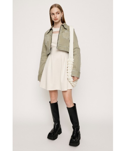SLY(スライ)の「FRONT OPEN TUCK SLEEVE S/OP フロント オープン タック スリーブ ショート ワンピース(ワンピース・レディース・ブラック/アイボリー・1/2)」の4枚目の写真