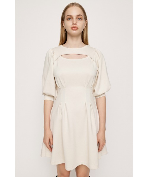 SLY(スライ)の「FRONT OPEN TUCK SLEEVE S/OP フロント オープン タック スリーブ ショート ワンピース(ワンピース・レディース・ブラック/アイボリー・1/2)」の5枚目の写真