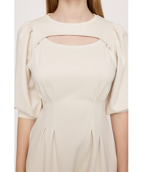 SLY(スライ)の「FRONT OPEN TUCK SLEEVE S/OP フロント オープン タック スリーブ ショート ワンピース(ワンピース・レディース・ブラック/アイボリー・1/2)」の8枚目の写真