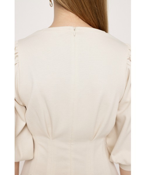 SLY(スライ)の「FRONT OPEN TUCK SLEEVE S/OP フロント オープン タック スリーブ ショート ワンピース(ワンピース・レディース・ブラック/アイボリー・1/2)」の9枚目の写真