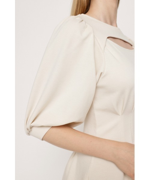 SLY(スライ)の「FRONT OPEN TUCK SLEEVE S/OP フロント オープン タック スリーブ ショート ワンピース(ワンピース・レディース・ブラック/アイボリー・1/2)」の10枚目の写真
