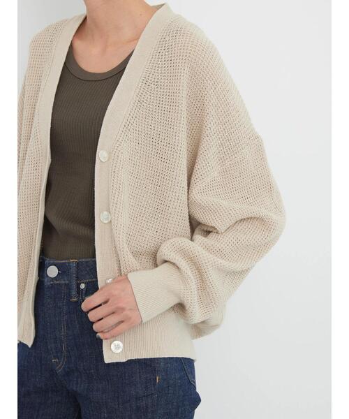 フォクシー バケーションボレロ ニットカーディガン 麻 リネン F グレージュ 2回着♡ FOXEY フーディー リネン パーカー ボレロ カーディガン