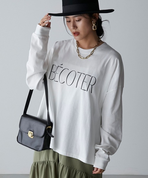Anss.me(アンスミー)の「【Anss.me】オーバーサイズシンプルロゴプリントロンT(Tシャツ/カットソー・レディース・ホワイト系2/ブラウン/ホワイト系1/ブラック/チャコールグレー・FREE)」の1枚目の写真