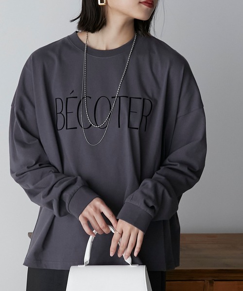 Anss.me(アンスミー)の「【Anss.me】オーバーサイズシンプルロゴプリントロンT(Tシャツ/カットソー・レディース・ホワイト系2/ブラウン/ホワイト系1/ブラック/チャコールグレー・FREE)」の4枚目の写真