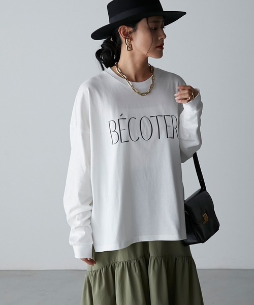 Anss.me(アンスミー)の「【Anss.me】オーバーサイズシンプルロゴプリントロンT(Tシャツ/カットソー・レディース・ホワイト系2/ブラウン/ホワイト系1/ブラック/チャコールグレー・FREE)」の12枚目の写真