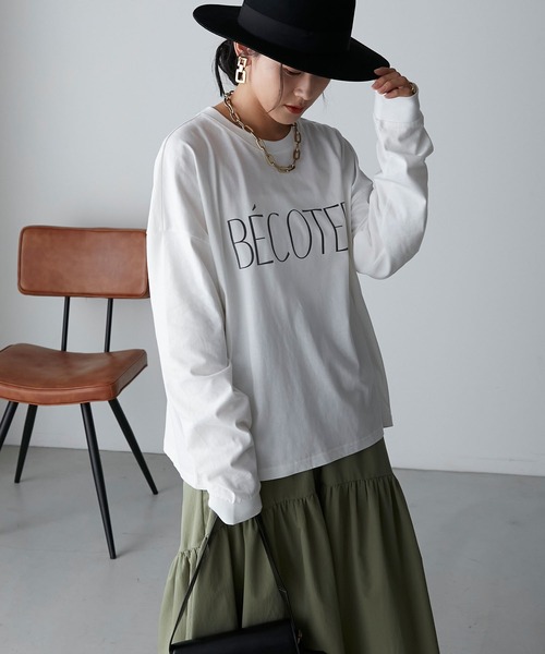 Anss.me(アンスミー)の「【Anss.me】オーバーサイズシンプルロゴプリントロンT(Tシャツ/カットソー・レディース・ホワイト系2/ブラウン/ホワイト系1/ブラック/チャコールグレー・FREE)」の15枚目の写真