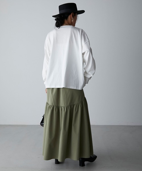 Anss.me(アンスミー)の「【Anss.me】オーバーサイズシンプルロゴプリントロンT(Tシャツ/カットソー・レディース・ホワイト系2/ブラウン/ホワイト系1/ブラック/チャコールグレー・FREE)」の17枚目の写真