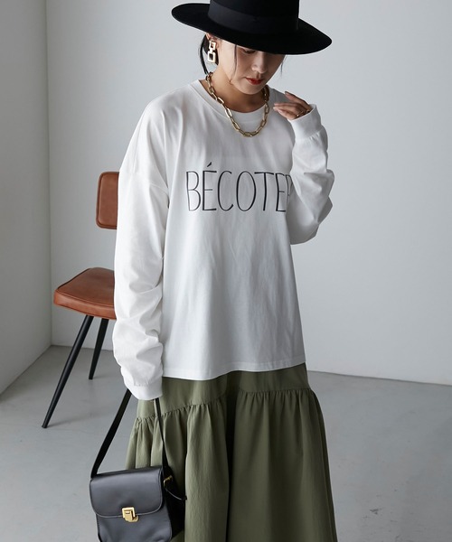 Anss.me(アンスミー)の「【Anss.me】オーバーサイズシンプルロゴプリントロンT(Tシャツ/カットソー・レディース・ホワイト系2/ブラウン/ホワイト系1/ブラック/チャコールグレー・FREE)」の20枚目の写真