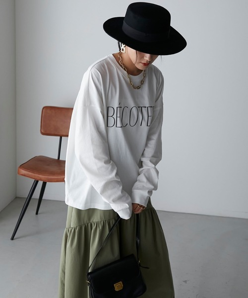 Anss.me(アンスミー)の「【Anss.me】オーバーサイズシンプルロゴプリントロンT(Tシャツ/カットソー・レディース・ホワイト系2/ブラウン/ホワイト系1/ブラック/チャコールグレー・FREE)」の21枚目の写真
