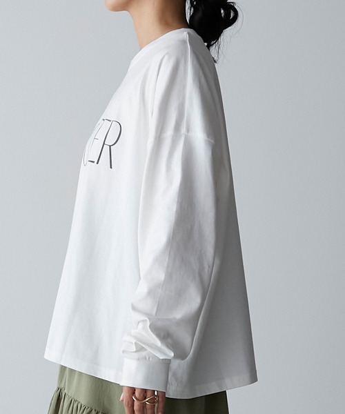 Anss.me(アンスミー)の「【Anss.me】オーバーサイズシンプルロゴプリントロンT(Tシャツ/カットソー・レディース・ホワイト系2/ブラウン/ホワイト系1/ブラック/チャコールグレー・FREE)」の10枚目の写真