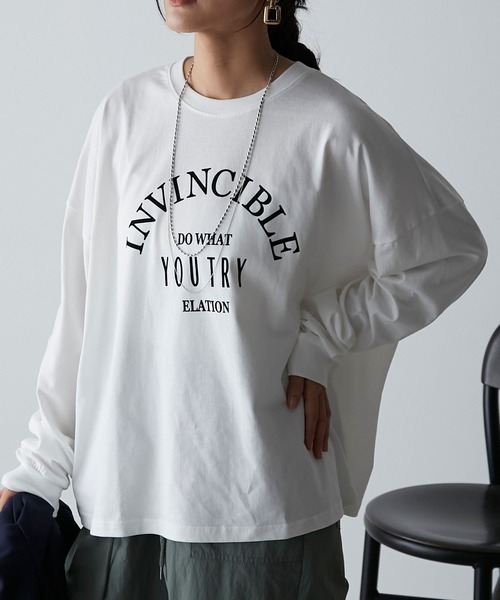 Anss.me(アンスミー)の「【Anss.me】オーバーサイズシンプルロゴプリントロンT(Tシャツ/カットソー・レディース・ホワイト系2/ブラウン/ホワイト系1/ブラック/チャコールグレー・FREE)」の22枚目の写真