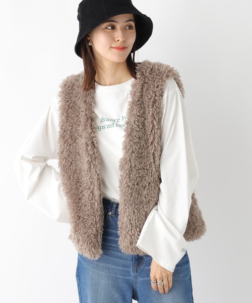 LEPSIM（レプシィム）の「ファーベスト　183983（ベスト・レディース・ブラウン/グレイッシュベージュ/チャコールグレー・FREE）」の3枚目の写真