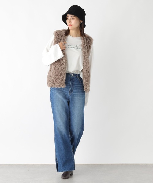 LEPSIM（レプシィム）の「ファーベスト　183983（ベスト・レディース・ブラウン/グレイッシュベージュ/チャコールグレー・FREE）」の5枚目の写真