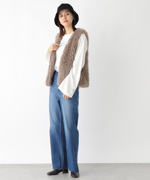 LEPSIM（レプシィム）の「ファーベスト　183983（ベスト・レディース・ブラウン/グレイッシュベージュ/チャコールグレー・FREE）」の6枚目の写真