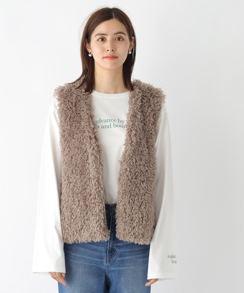 LEPSIM（レプシィム）の「ファーベスト　183983（ベスト・レディース・ブラウン/グレイッシュベージュ/チャコールグレー・FREE）」の12枚目の写真