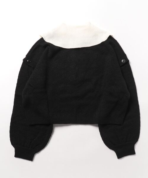 179/WG（イチナナキュウダブルジー）の「2WAYハーフZIPニット／ベスト（袖取り外し）（ニット/セーター・レディース・ブラック×ホワイト/ブルー/オフホワイト・FREE）」の17枚目の写真