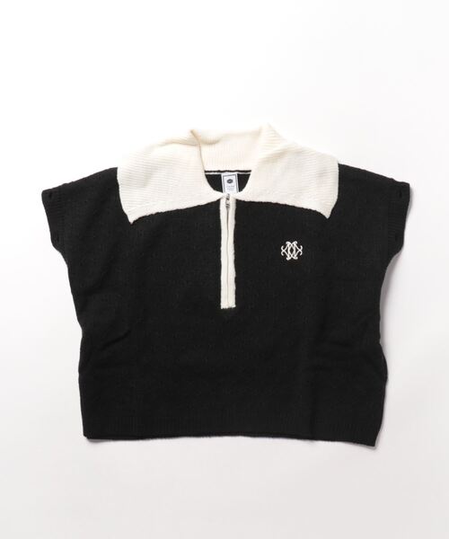 179/WG（イチナナキュウダブルジー）の「2WAYハーフZIPニット／ベスト（袖取り外し）（ニット/セーター・レディース・ブラック×ホワイト/ブルー/オフホワイト・FREE）」の18枚目の写真