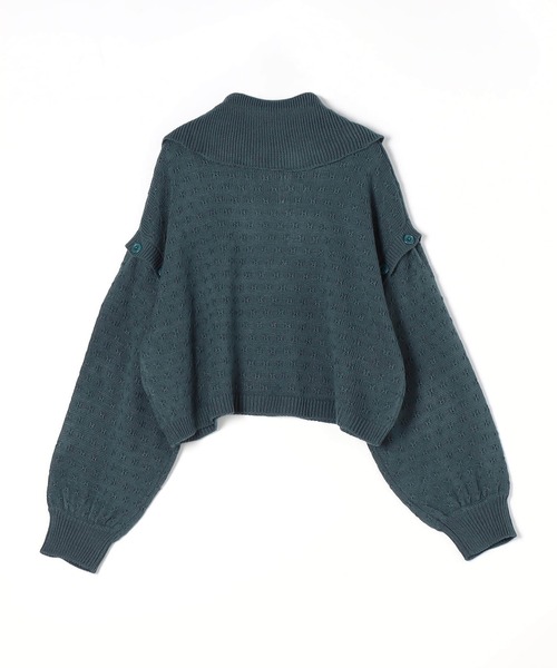 179/WG（イチナナキュウダブルジー）の「2WAYハーフZIPニット／ベスト（袖取り外し）（ニット/セーター・レディース・ブラック×ホワイト/ブルー/オフホワイト・FREE）」の7枚目の写真