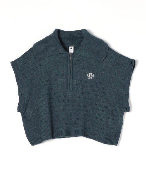 179/WG（イチナナキュウダブルジー）の「2WAYハーフZIPニット／ベスト（袖取り外し）（ニット/セーター・レディース・ブラック×ホワイト/ブルー/オフホワイト・FREE）」の12枚目の写真