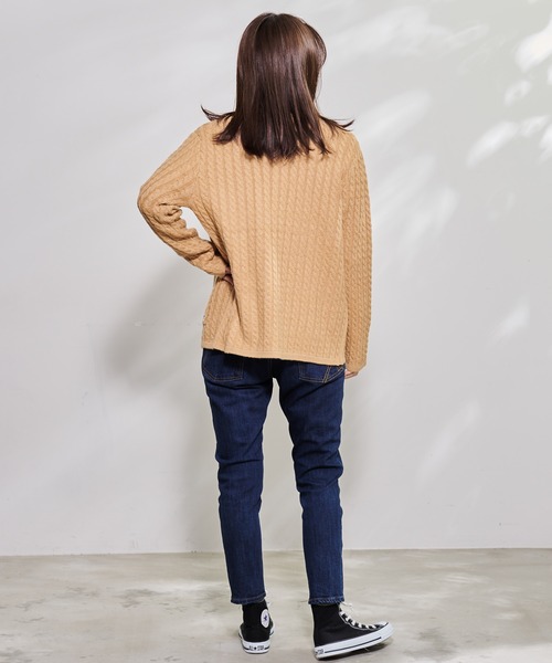 Arnold Palmer（アーノルドパーマー）の「ミニケーブル ニットカーディガン（カーディガン/ボレロ・レディース・キャメル/ブラック・L/S/M）」の9枚目の写真