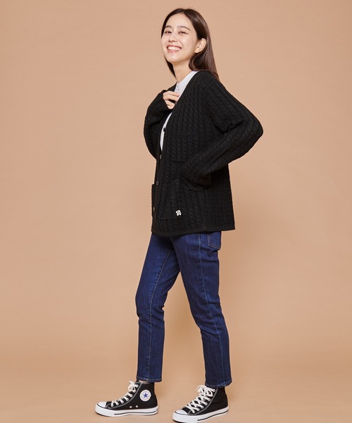 Arnold Palmer（アーノルドパーマー）の「ミニケーブル ニットカーディガン（カーディガン/ボレロ・レディース・キャメル/ブラック・L/S/M）」の13枚目の写真