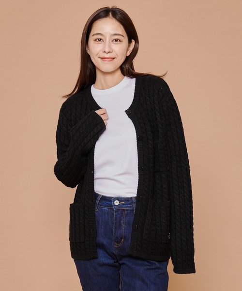 Arnold Palmer（アーノルドパーマー）の「ミニケーブル ニットカーディガン（カーディガン/ボレロ・レディース・キャメル/ブラック・L/S/M）」の10枚目の写真