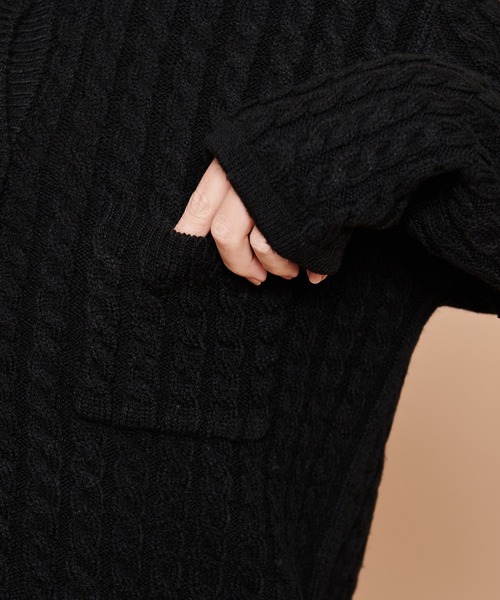 Arnold Palmer（アーノルドパーマー）の「ミニケーブル ニットカーディガン（カーディガン/ボレロ・レディース・キャメル/ブラック・L/S/M）」の4枚目の写真