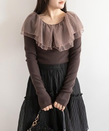 RANDA（ランダ）の「チュール衿ニット（ニット/セーター）」