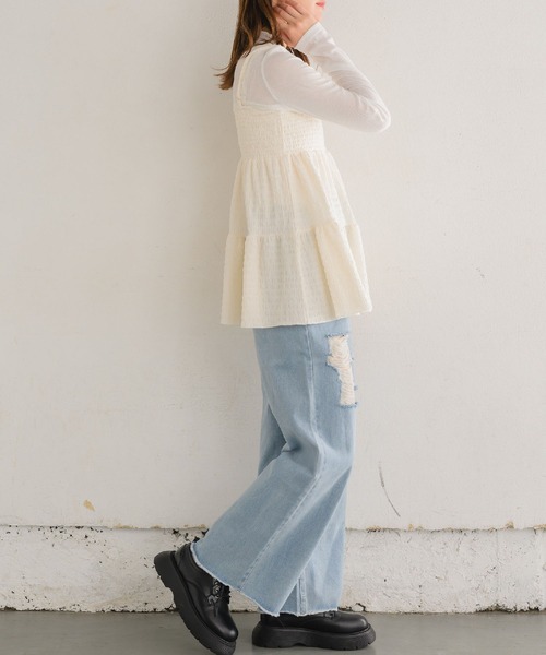 RETRO GIRL（レトロガール）の「【セットアイテム】ジャガードキャミビスチェSET（Tシャツ/カットソー・レディース・ブラック/ホワイト・FREE）」の9枚目の写真