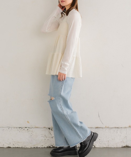 RETRO GIRL（レトロガール）の「【セットアイテム】ジャガードキャミビスチェSET（Tシャツ/カットソー・レディース・ブラック/ホワイト・FREE）」の8枚目の写真