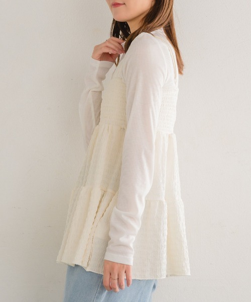 RETRO GIRL（レトロガール）の「【セットアイテム】ジャガードキャミビスチェSET（Tシャツ/カットソー・レディース・ブラック/ホワイト・FREE）」の4枚目の写真