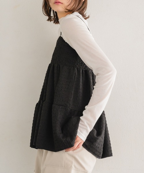 RETRO GIRL（レトロガール）の「【セットアイテム】ジャガードキャミビスチェSET（Tシャツ/カットソー・レディース・ブラック/ホワイト・FREE）」の12枚目の写真