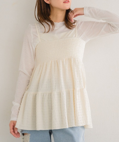 RETRO GIRL（レトロガール）の「【セットアイテム】ジャガードキャミビスチェSET（Tシャツ/カットソー・レディース・ブラック/ホワイト・FREE）」の3枚目の写真