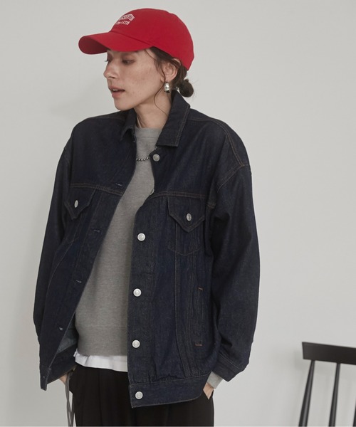 アッパーハイツ ビックシルエットデニムジャケット Gジャン 黒 グレー