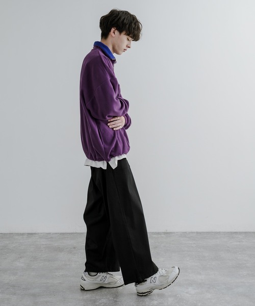 Rocky Monroe（ロッキーモンロー）の「オーバーサイズ フリース ハーフジッププルオーバー スウェット トラックジャケット（スウェット・メンズ・ブラック/オフホワイト/パープル/グレー/グリーン/オレンジ/ブルー/ネイビー・L/XL/M）」の12枚目の写真