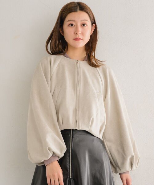 RETRO GIRL（レトロガール）の「アソート袖ボリュームJK（ノーカラージャケット・レディース・ブラック/ナチュラル/ベージュ・ONE SIZE）」の8枚目の写真
