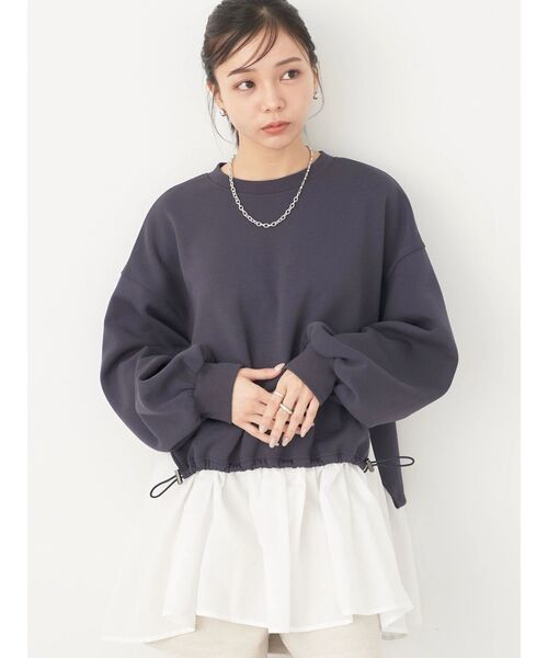 earth music&ecology(アースミュージックアンドエコロジー)の「ダンボールレイヤードチュニック(チュニック・レディース・ブラック/アイボリー/ダークグレー・FREE)」の17枚目の写真