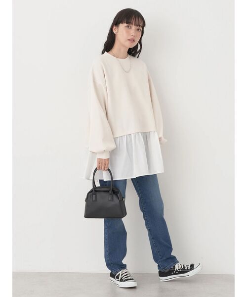 earth music&ecology(アースミュージックアンドエコロジー)の「ダンボールレイヤードチュニック(チュニック・レディース・ブラック/アイボリー/ダークグレー・FREE)」の21枚目の写真