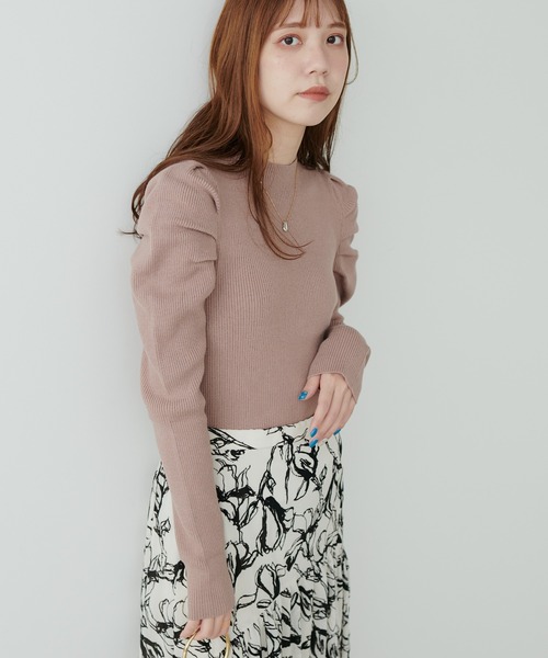 natural couture（ナチュラルクチュール）の「WEB限定 / ジゴスリーブもちもちリブニット（ニット/セーター・レディース・チャコールグレー/オフホワイト/ブラック/ピンクベージュ・FREE）」の20枚目の写真