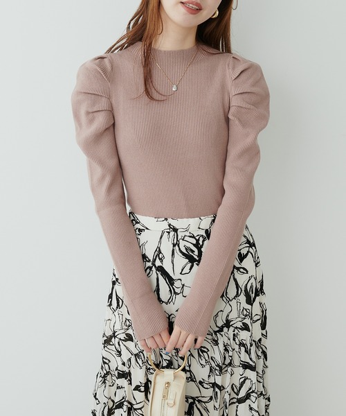 natural couture（ナチュラルクチュール）の「WEB限定 / ジゴスリーブもちもちリブニット（ニット/セーター・レディース・チャコールグレー/オフホワイト/ブラック/ピンクベージュ・FREE）」の21枚目の写真