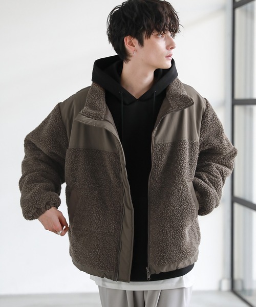 MSG（エムエスジー）の「ボア切替中綿ルーズシルエットジャケット（ブルゾン・メンズ・ブラック/アイボリー/モカ/ブラウン系/グレー系/カーキ系/アイボリー系・XL/S/M/L）」の5枚目の写真