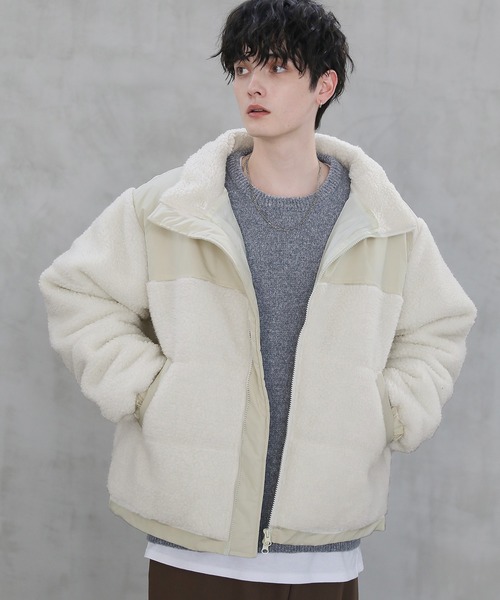 MSG（エムエスジー）の「ボア切替中綿ルーズシルエットジャケット（ブルゾン・メンズ・ブラック/アイボリー/モカ/ブラウン系/グレー系/カーキ系/アイボリー系・XL/S/M/L）」の8枚目の写真