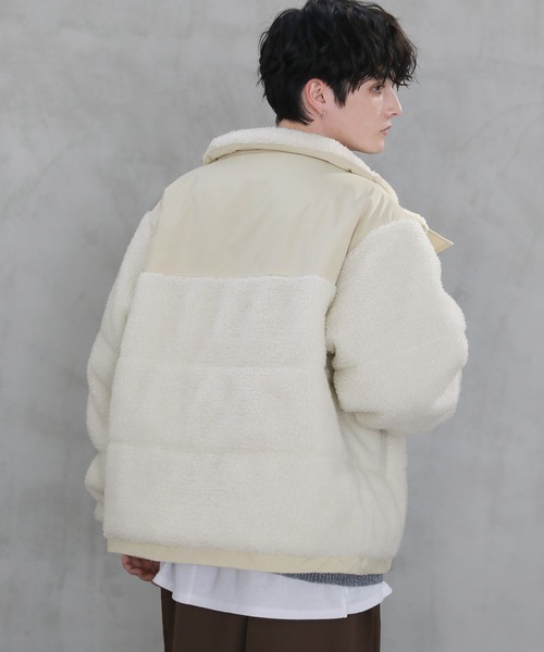 MSG（エムエスジー）の「ボア切替中綿ルーズシルエットジャケット（ブルゾン・メンズ・ブラック/アイボリー/モカ/ブラウン系/グレー系/カーキ系/アイボリー系・XL/S/M/L）」の9枚目の写真