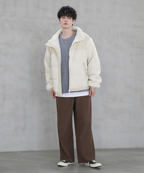 MSG（エムエスジー）の「ボア切替中綿ルーズシルエットジャケット（ブルゾン・メンズ・ブラック/アイボリー/モカ/ブラウン系/グレー系/カーキ系/アイボリー系・XL/S/M/L）」の13枚目の写真