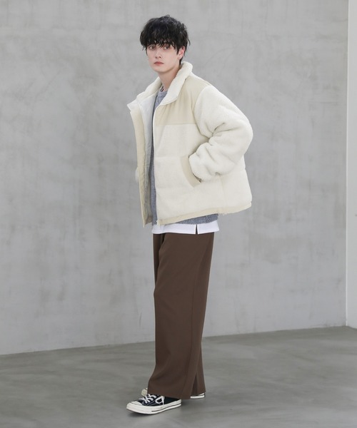 MSG（エムエスジー）の「ボア切替中綿ルーズシルエットジャケット（ブルゾン・メンズ・ブラック/アイボリー/モカ/ブラウン系/グレー系/カーキ系/アイボリー系・XL/S/M/L）」の12枚目の写真