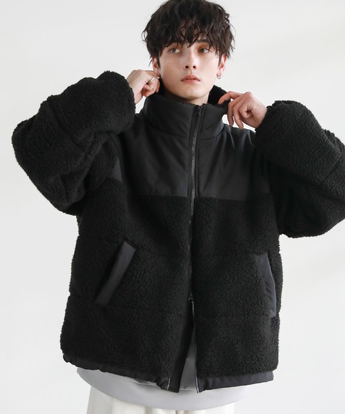 MSG（エムエスジー）の「ボア切替中綿ルーズシルエットジャケット（ブルゾン・メンズ・ブラック/アイボリー/モカ/ブラウン系/グレー系/カーキ系/アイボリー系・XL/S/M/L）」の14枚目の写真