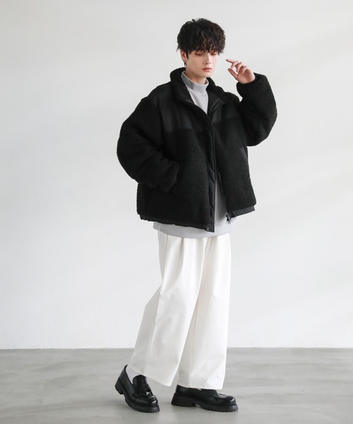 MSG（エムエスジー）の「ボア切替中綿ルーズシルエットジャケット（ブルゾン・メンズ・ブラック/アイボリー/モカ/ブラウン系/グレー系/カーキ系/アイボリー系・XL/S/M/L）」の20枚目の写真