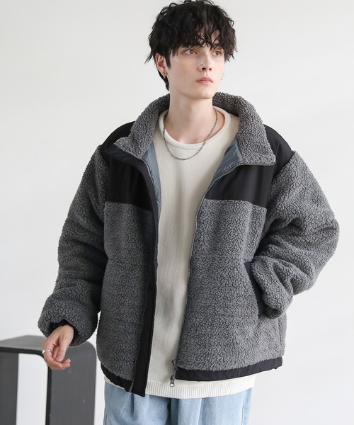 MSG（エムエスジー）の「ボア切替中綿ルーズシルエットジャケット（ブルゾン・メンズ・ブラック/アイボリー/モカ/ブラウン系/グレー系/カーキ系/アイボリー系・XL/S/M/L）」の22枚目の写真