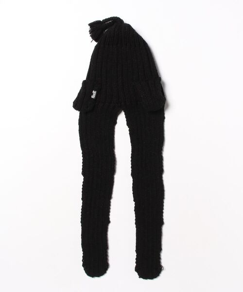 go slow caravan(ゴースローキャラバン)の「MIX KNITロングイヤーフライトキャップ(ニットキャップ/ビーニー・レディース・ブラック/グレー・FREE)」の3枚目の写真