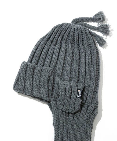 go slow caravan(ゴースローキャラバン)の「MIX KNITロングイヤーフライトキャップ(ニットキャップ/ビーニー・レディース・ブラック/グレー・FREE)」の4枚目の写真